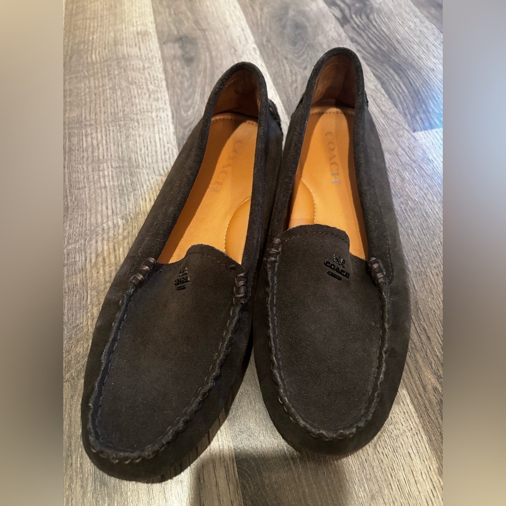 Coach Black Moccasin-Style Slip-On Loafers business office casual size 8 suede - Picture 2 of 12